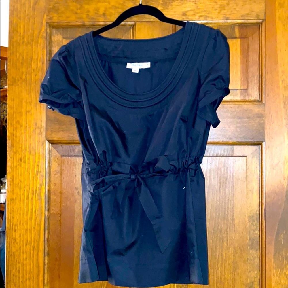 100% cotton black scoop neck blouse